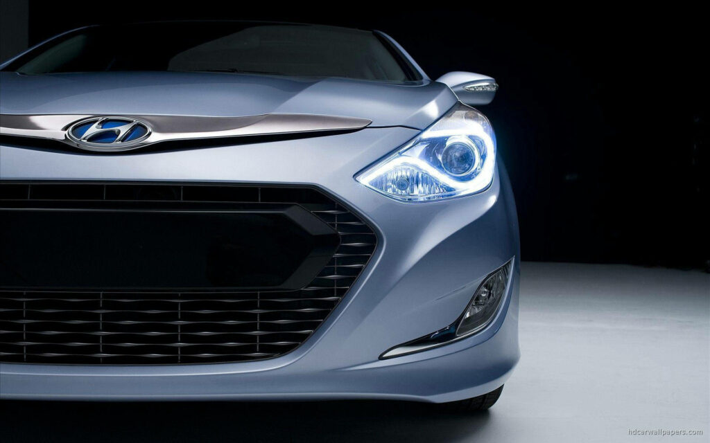 Sleek Hyundai Car Front View Wallpaper: Modern Design & Sharp Headlights