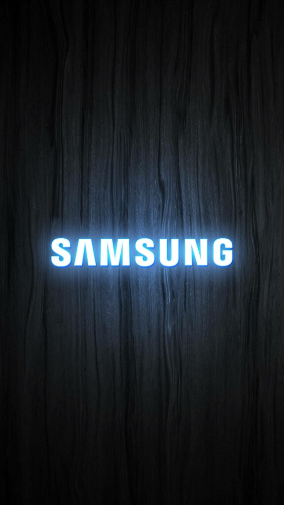 Minimalist Full HD Samsung Logo Wallpaper on Textured Wood Background