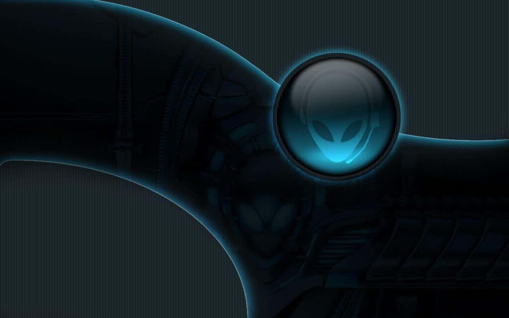 Futuristic Alienware wallpaper with glowing logo showcasing high-tech powerful design background