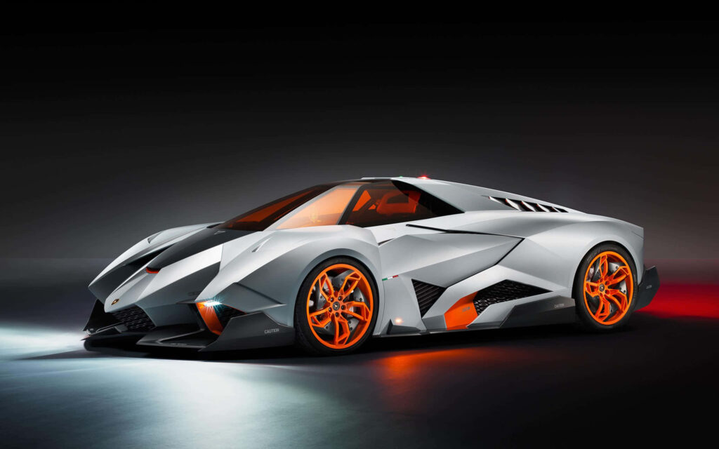 Futuristic Car Wallpaper: Sleek Design & Vibrant Orange Wheels