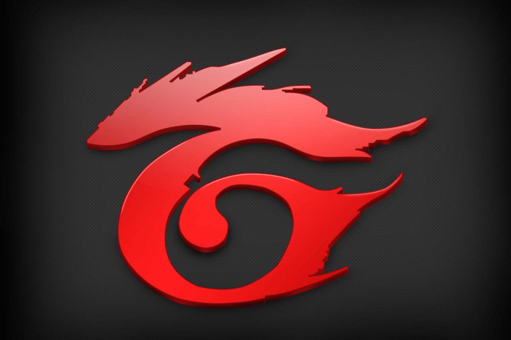 Garena logo wallpaper vibrant 3D red emblem on dark textured background gaming aesthetic