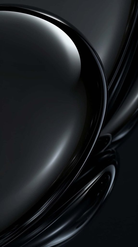 Abstract glossy black curves with soft highlights on dark background modern mobile wallpaper