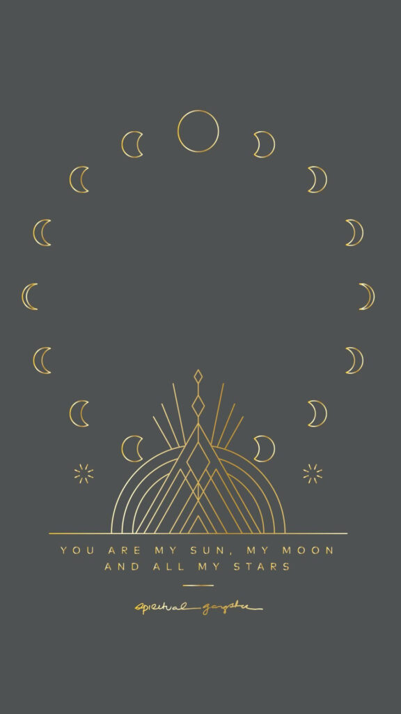 Sleek Gold Lunar Phases Wallpaper with Abstract Celestial Design