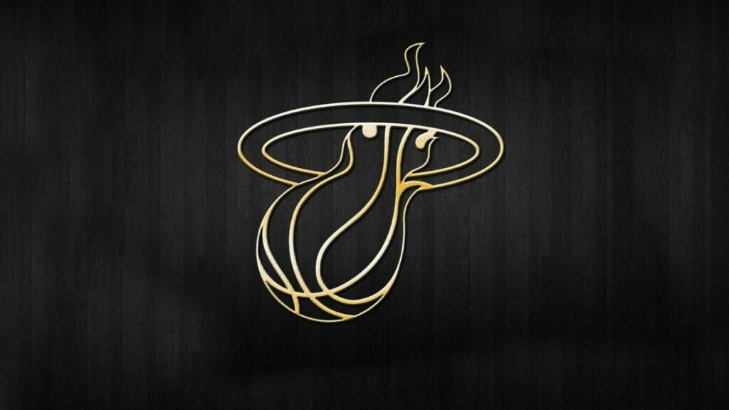 Gold Miami Heat logo on dark textured background stylish modern wallpaper for basketball fans