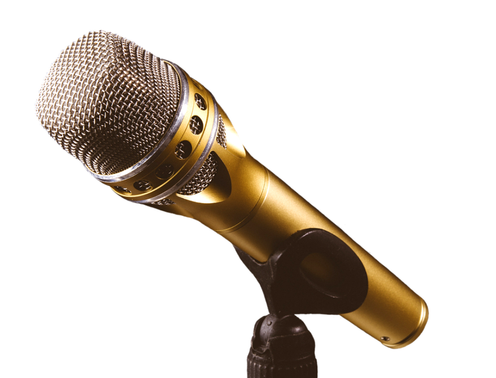 Sleek Golden Microphone Wallpaper: Ideal for Music Enthusiasts