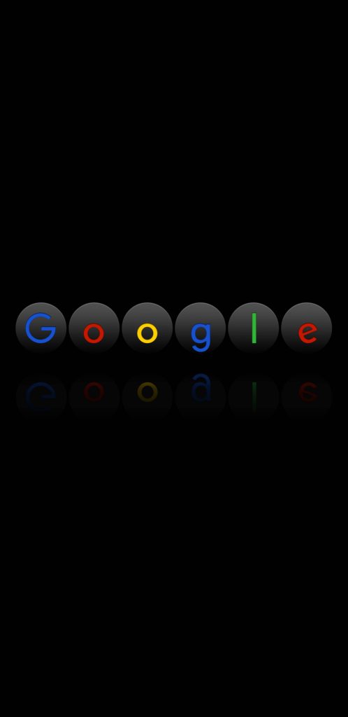 Google phone wallpaper with colorful brand letters in dark glossy spheres on black background