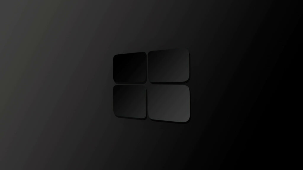 Elegant Black Gradient Wallpaper with Glossy Windows 11 Logo