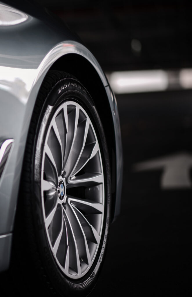 Elegant Gray BMW Close-Up: Stylish Wheels & Modern Design Wallpaper