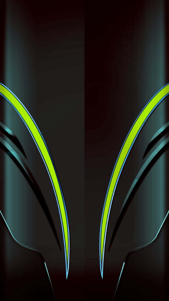 Sleek Modern Wallpaper: Curved Green Lines on Dark Digital Background