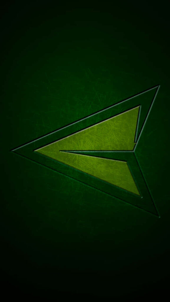 Sleek Green Arrow Logo on Textured Dark Green Wallpaper Background