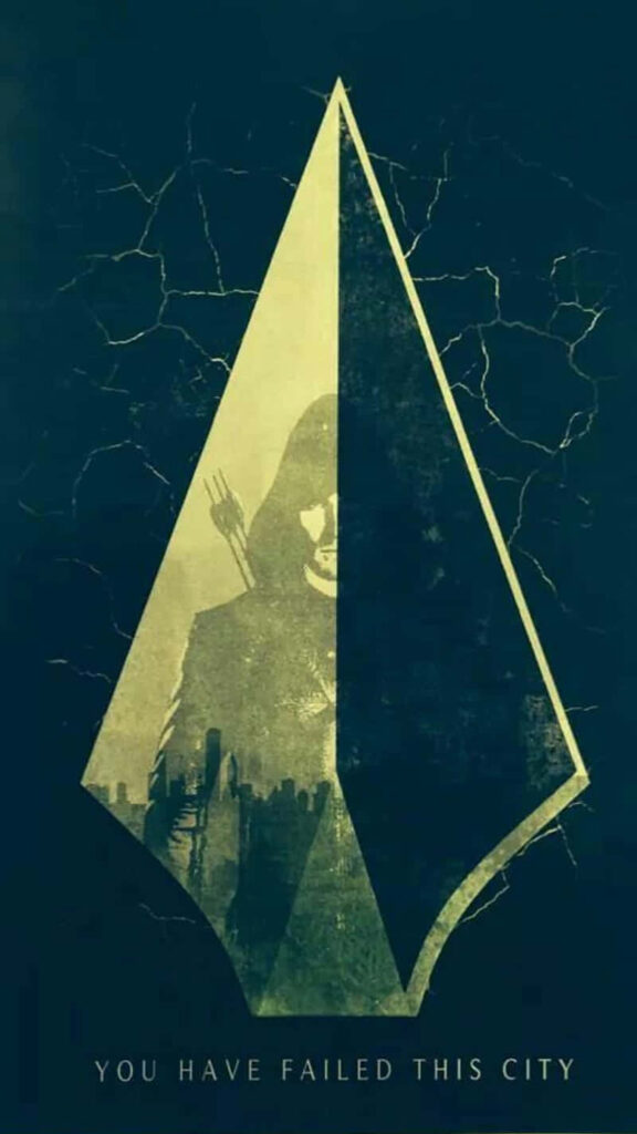 Sleek Green Arrow Wallpaper: Bold Cracked Design & Iconic Phrase