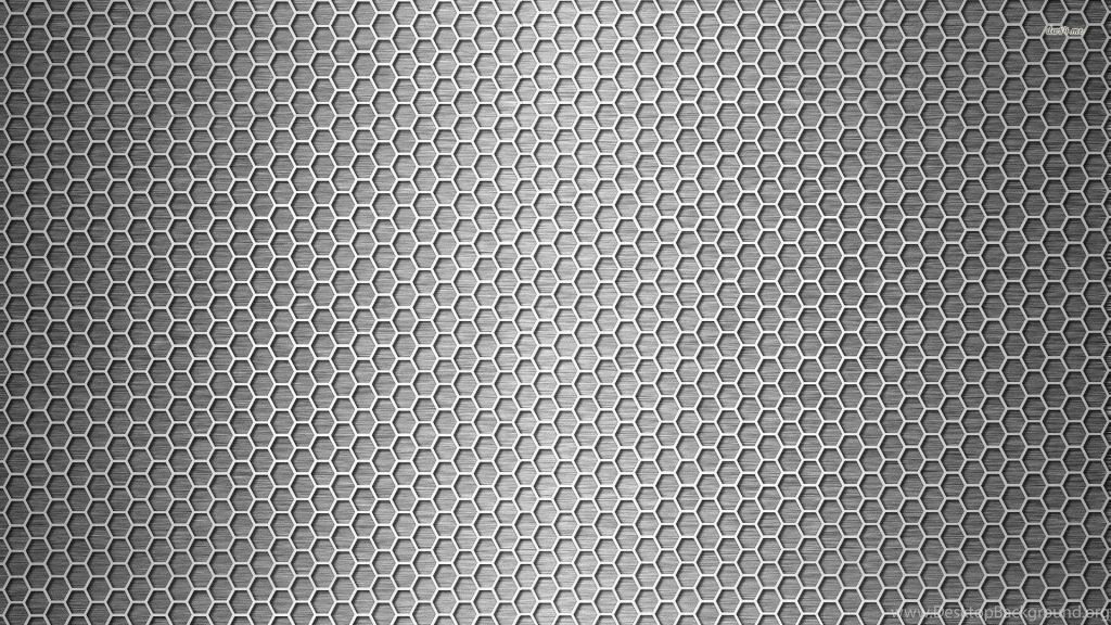 Grey carbon fiber wallpaper with hexagonal mesh and brushed metal texture for a sleek tech look