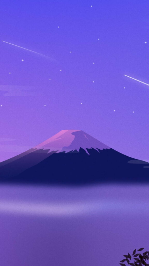 Sleek Artistry: XR Minimalist Mountain and Starry Night Sky Wallpaper Elevates HD Phone Backgrounds