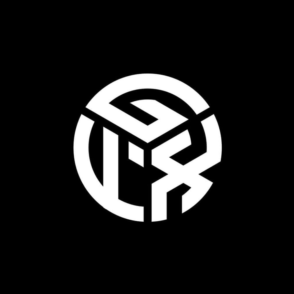 Minimalist white GFX logo on black background sleek high contrast digital branding wallpaper