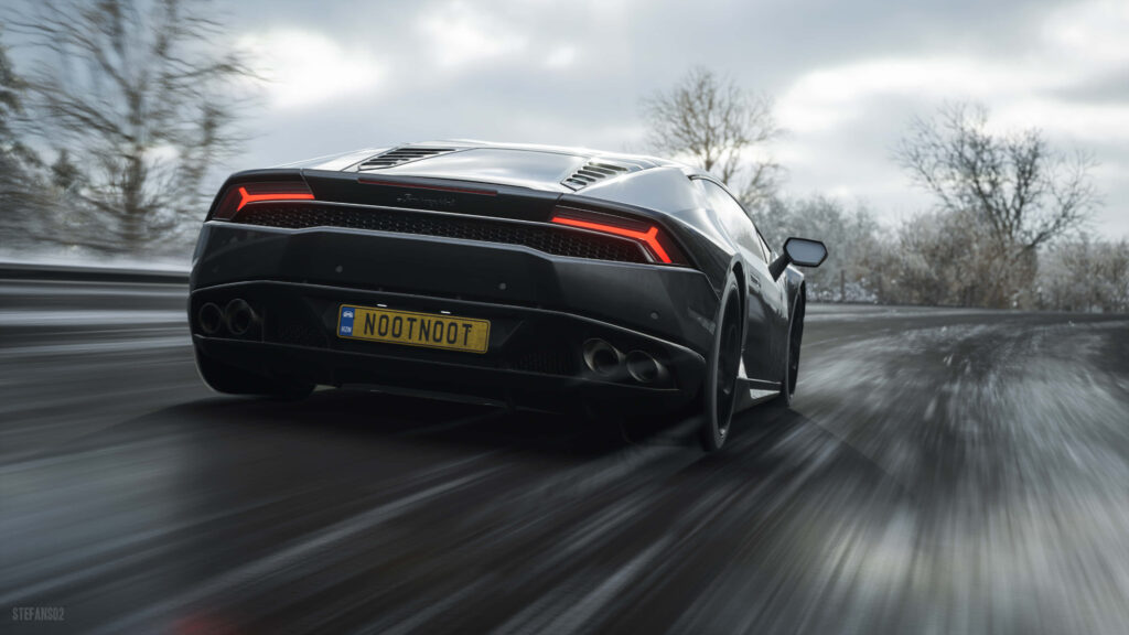 Sleek Lamborghini Racing in Snowy Forza Horizon 4 HD Wallpaper