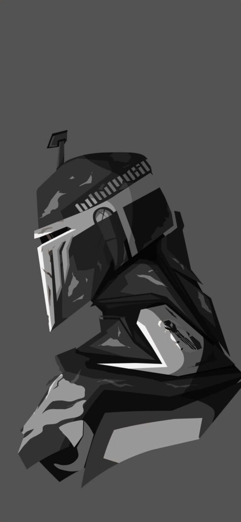 Minimalist Boba Fett iPhone Wallpaper: Light Grey Artistic Background