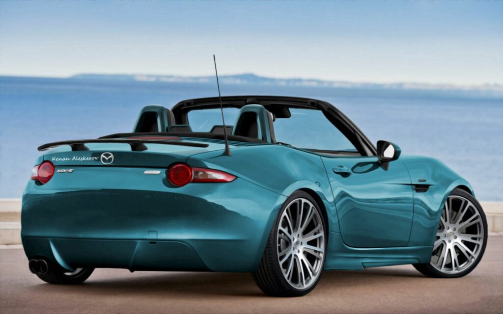 Sleek Mazda Convertible Wallpaper - Sporty Rear View & Scenic Background