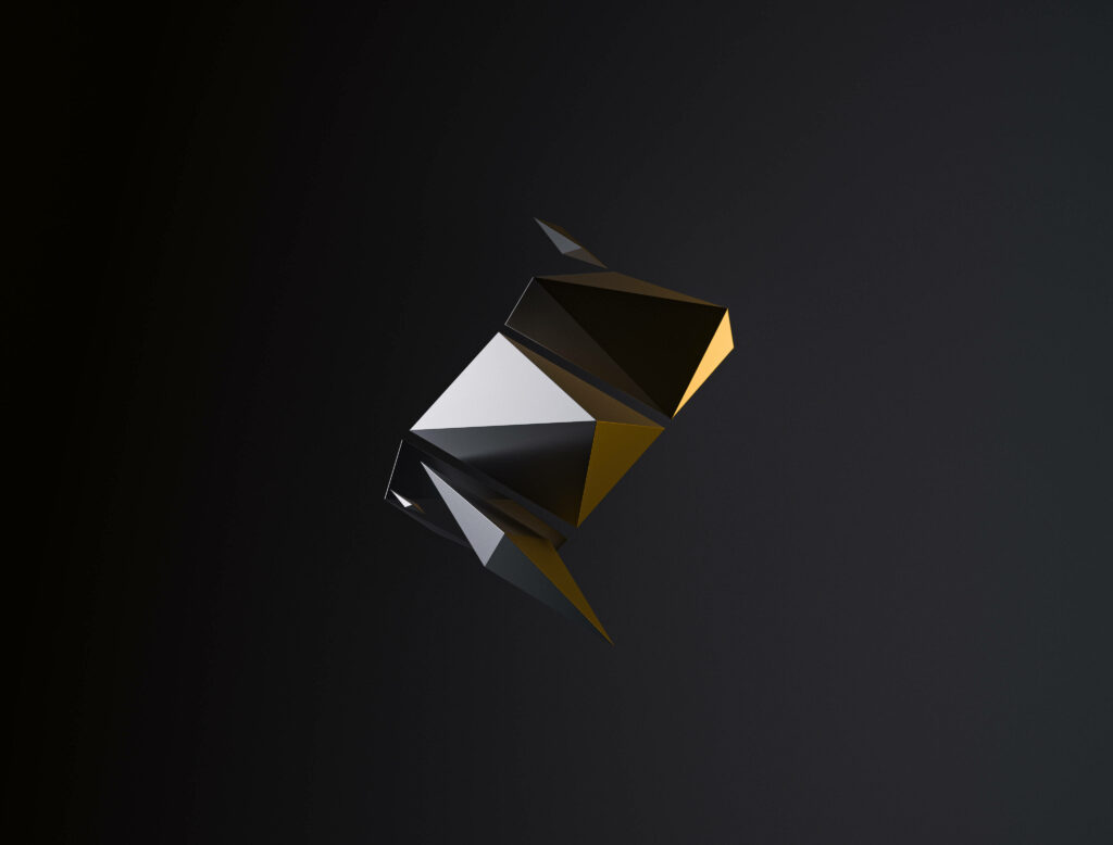 Sleek 3D Metallic Wallpaper: Abstract Design in 4K on Dark Background
