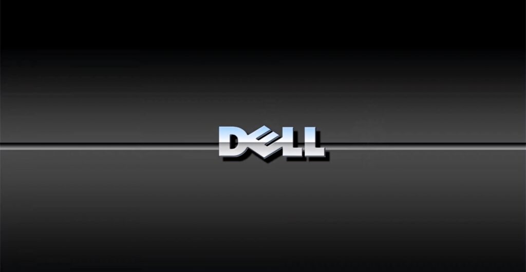 Dell wallpaper with metallic logo on smooth black gradient background minimal professional design