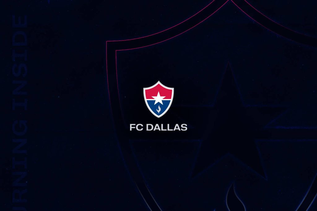 Minimalist FC Dallas wallpaper with club badge on deep navy background for MLS fans
