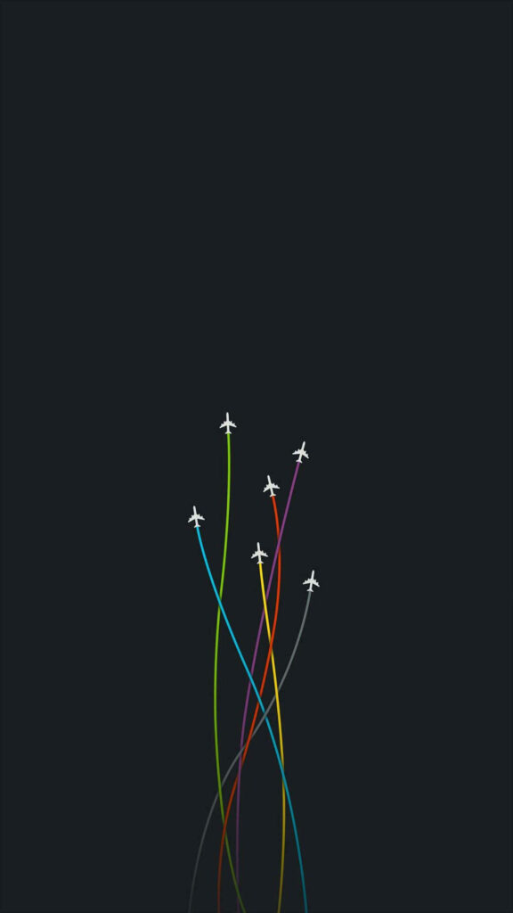 Minimalist Phone Wallpaper: White Planes with Colorful Trails