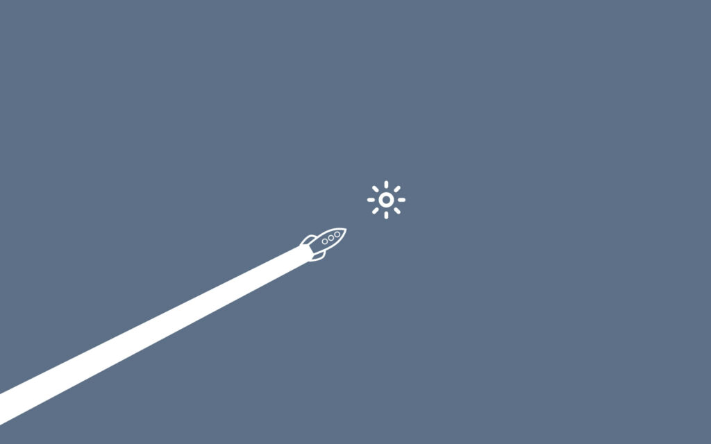Minimalist Rocket Wallpaper: Sleek Design on Muted Blue Background