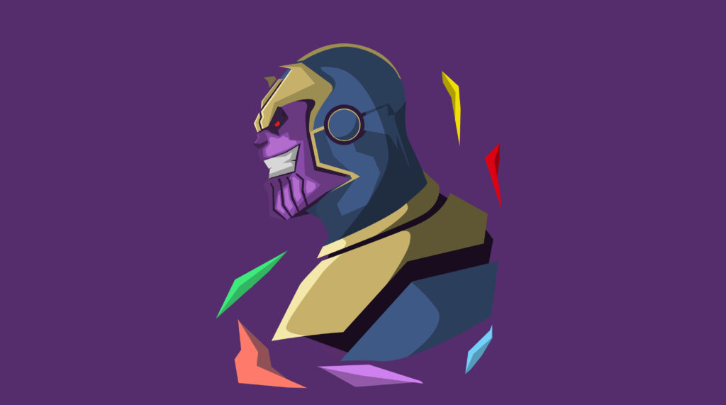 Sleek Minimalist Thanos Wallpaper: Vibrant Profile & Geometric Shards