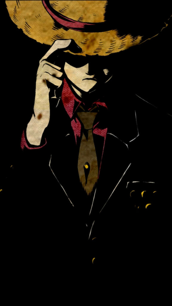 Sleek Minimalist Wallpaper: Mysterious Figure with Straw Hat Design