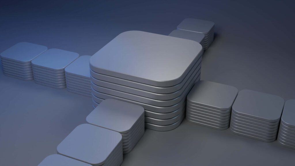 Modern Gray to Blue 3D Square Wallpaper - Abstract Background Design