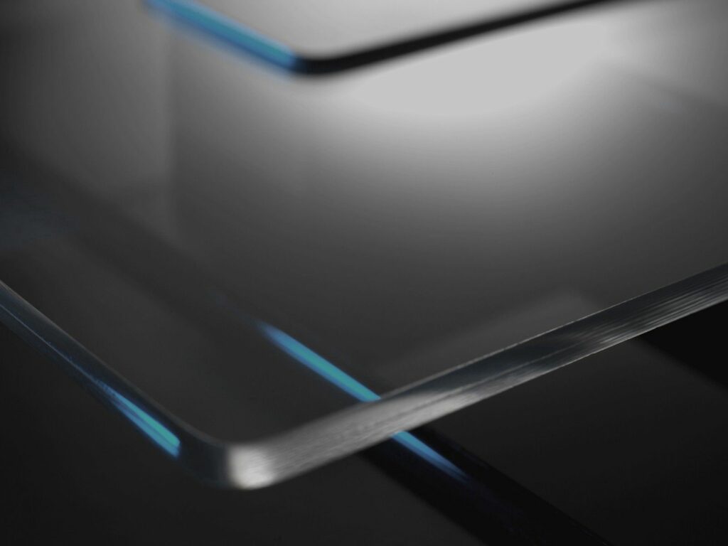 Modern Glass Wallpaper with Neon Blue Lights for Stunning Background