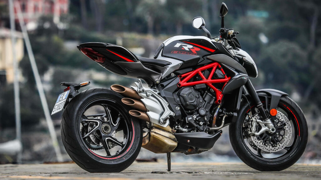 Sporty Motorcycle Wallpaper: Bold Design by Serene Waterfront