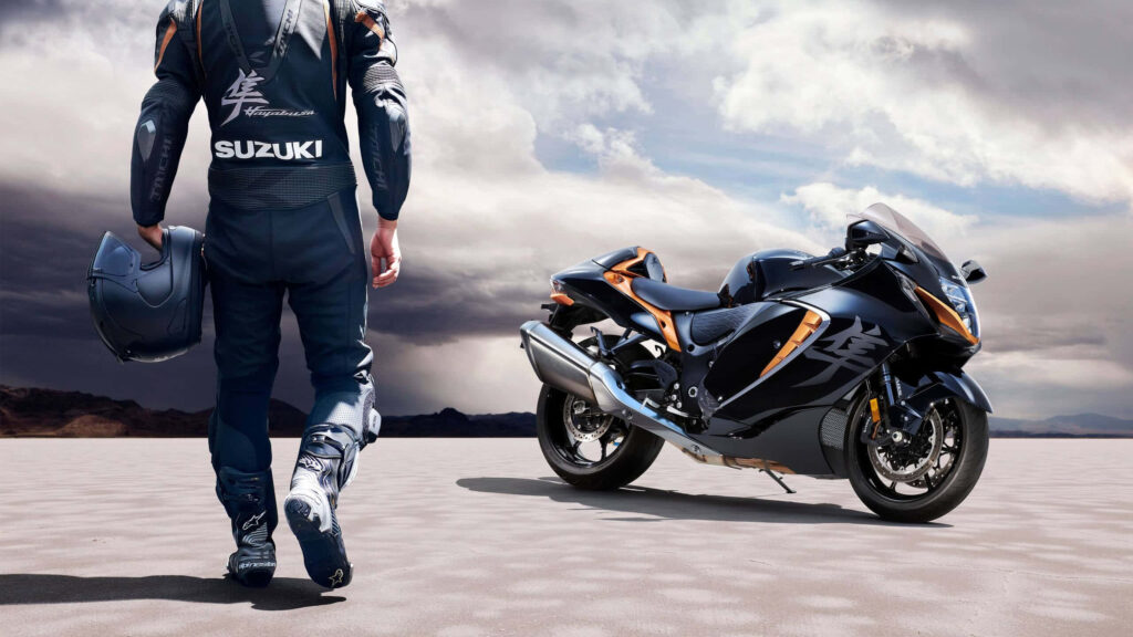 Sleek Rider and Suzuki Hayabusa Wallpaper for Adventurous Vibes