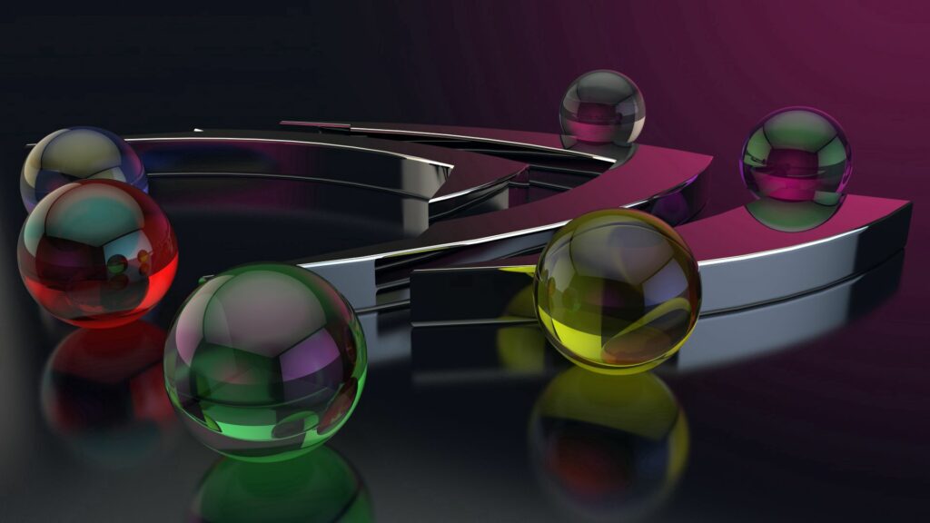 Modern Glossy Glass Balls Wallpaper - Reflective Design 1920x1080