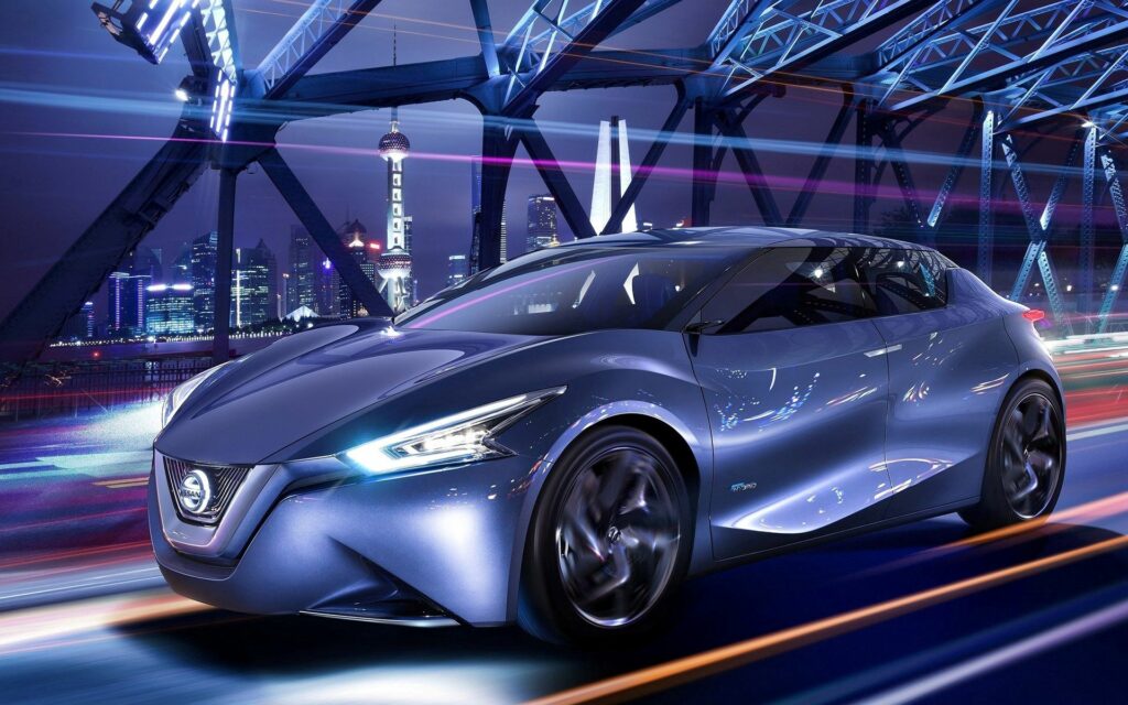 Sleek Nissan Friend-Me Concept Car Wallpaper in Urban Setting