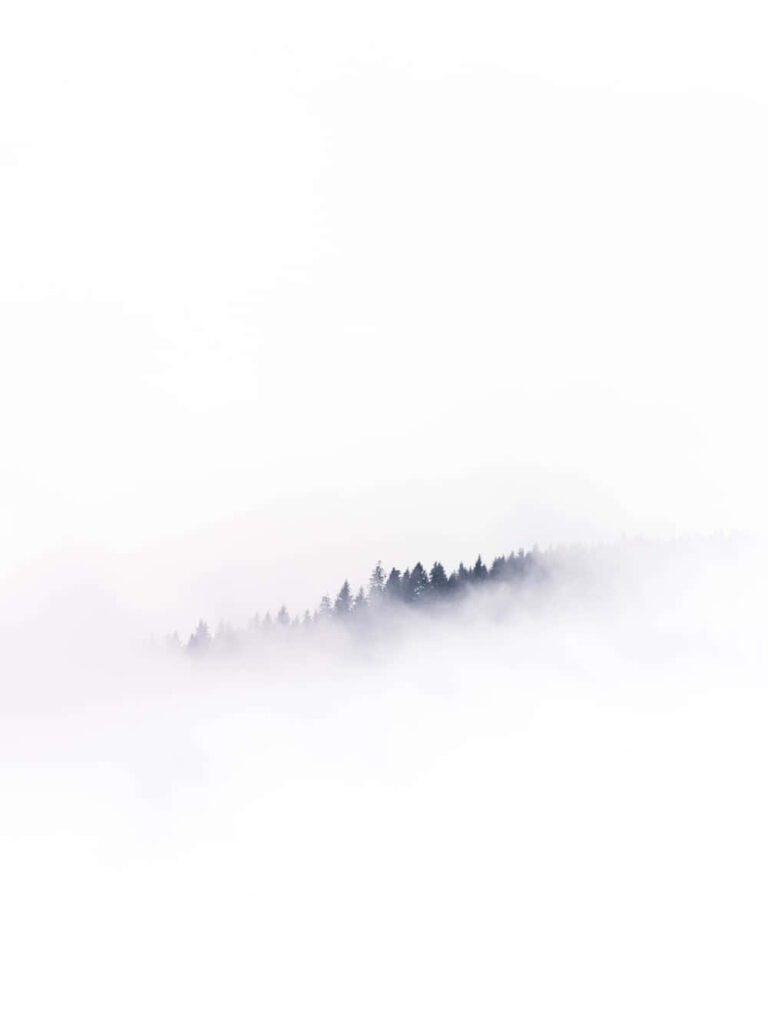 Serene Minimalist Phone Background: Tranquil Misty Ridge Landscape Wallpaper