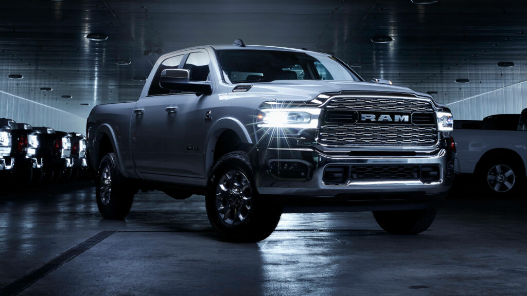 RAM Truck 2500 Laramie Wallpaper: Elegant Dimly Lit Automotive Background