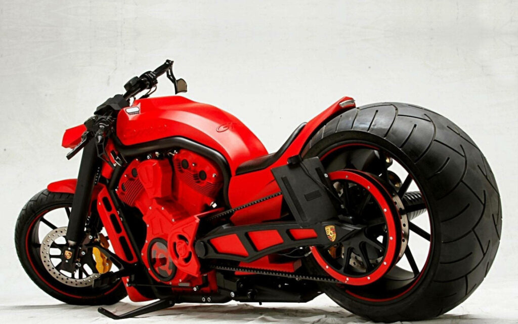 Bold Red Bobber Motorcycle Wallpaper: Sleek Style & Performance