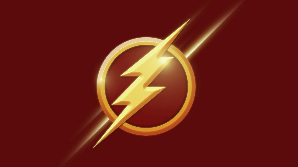 Sleek Red & Gold iPhone Wallpaper with Flash Emblem - Bold Design