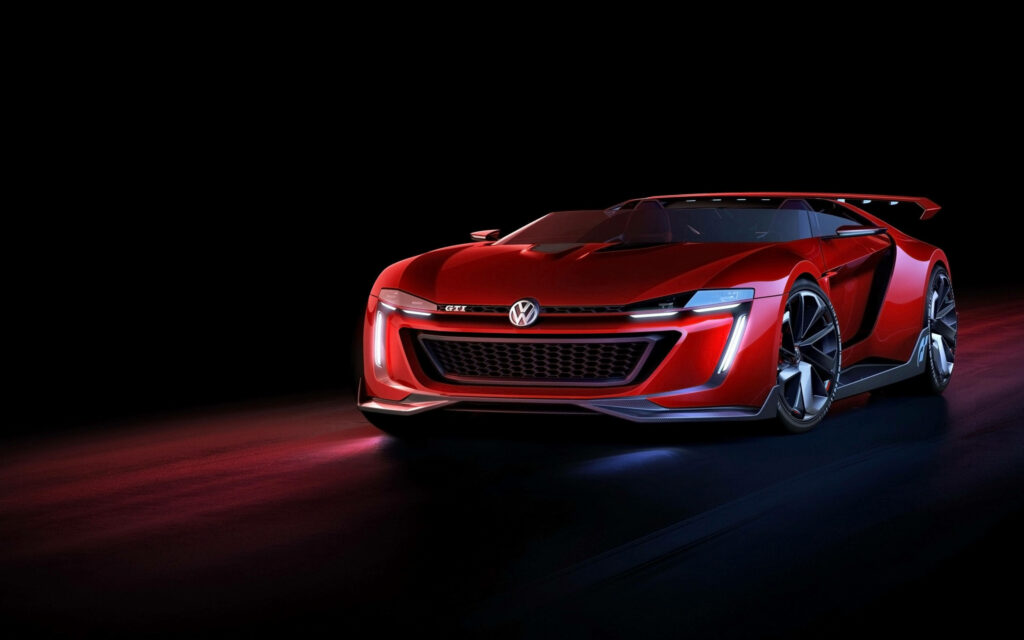 Bold Red Volkswagen Concept Car Wallpaper: Futuristic Speed & Style