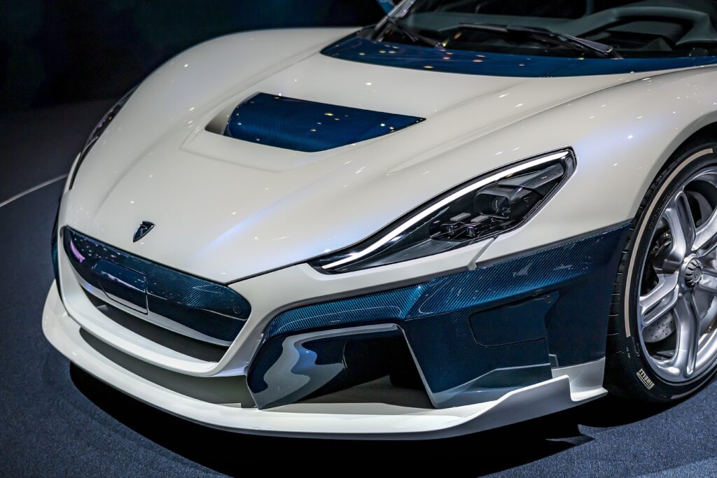 Sleek Rimac Sports Car Wallpaper: Elegant Design & Aerodynamic Style
