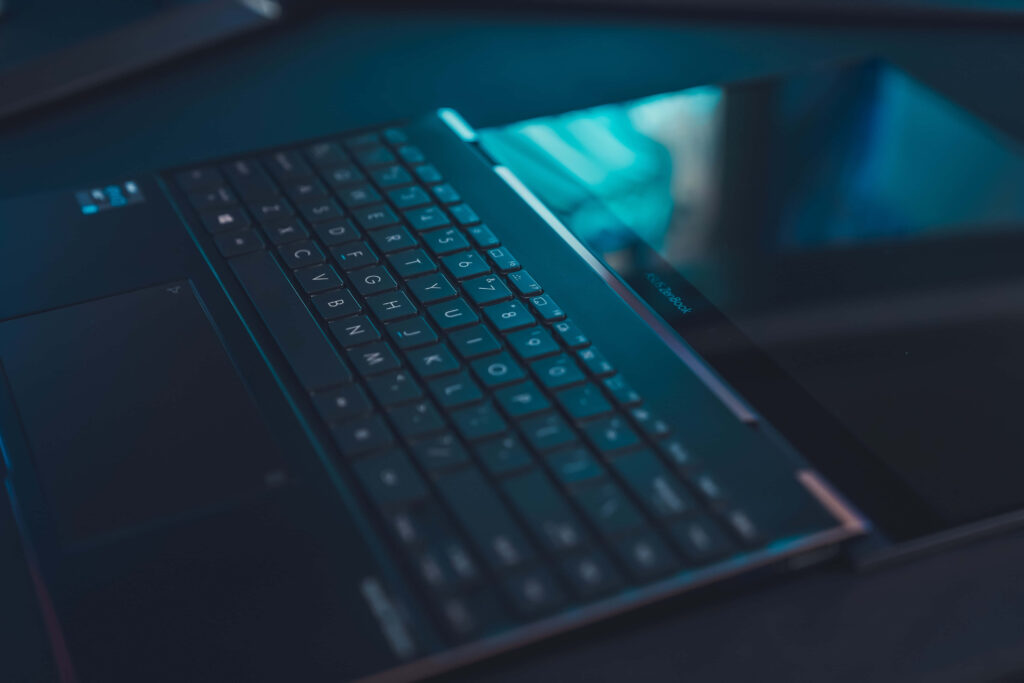Futuristic Samsung Galaxy Book Wallpaper with Illuminated Keyboard