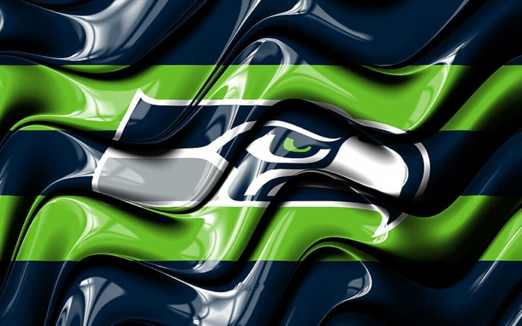 Glossy 3D Seattle Seahawks Logo Wallpaper: Modern and Dynamic Design