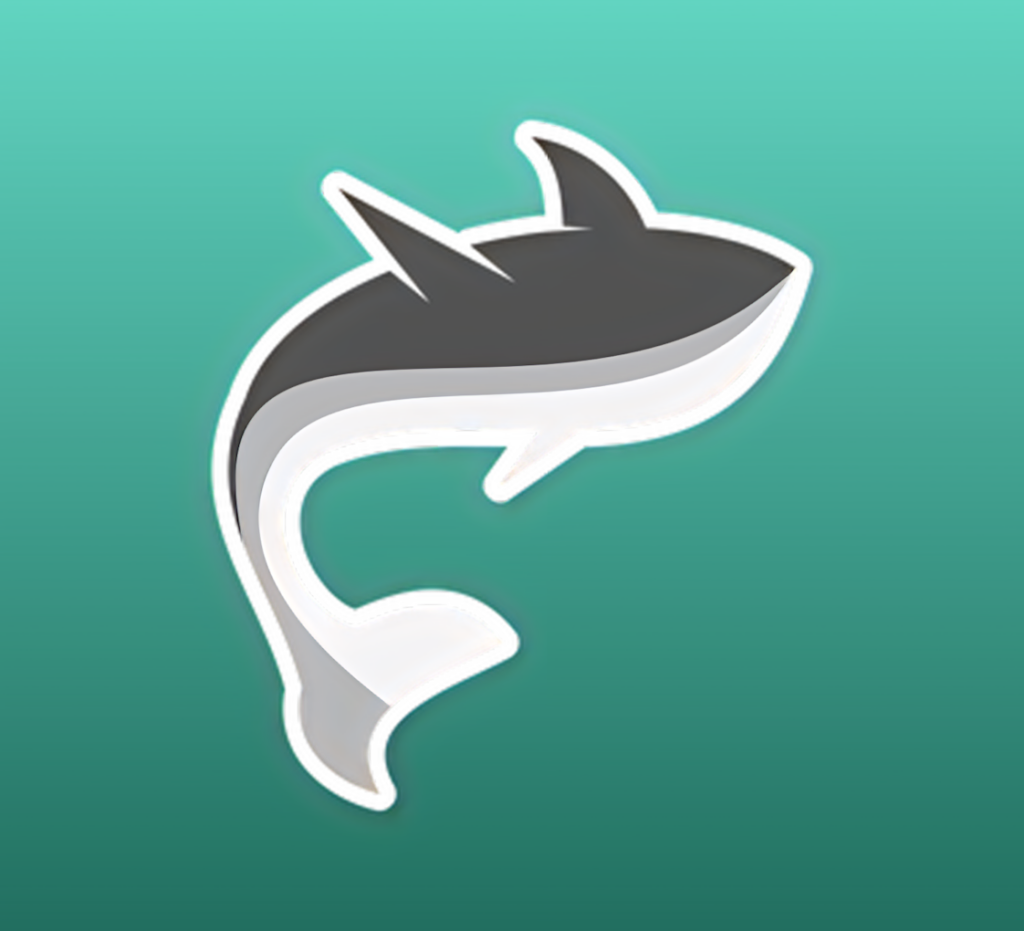 Sleek Shark Icon Wallpaper in Gradient Turquoise – Modern Minimalist Design