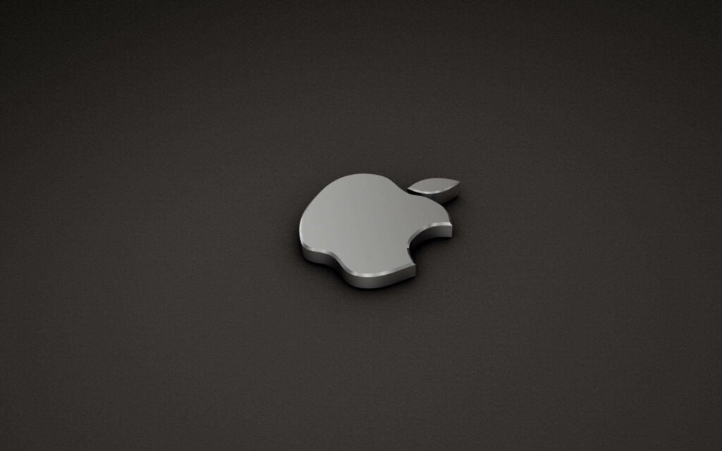 Sleek Silver 3D Apple Logo Wallpaper on Dark Textured Background