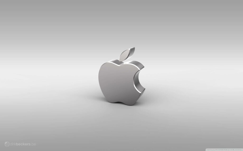 Sleek Silver 3D Apple Logo Wallpaper on Gradient Background