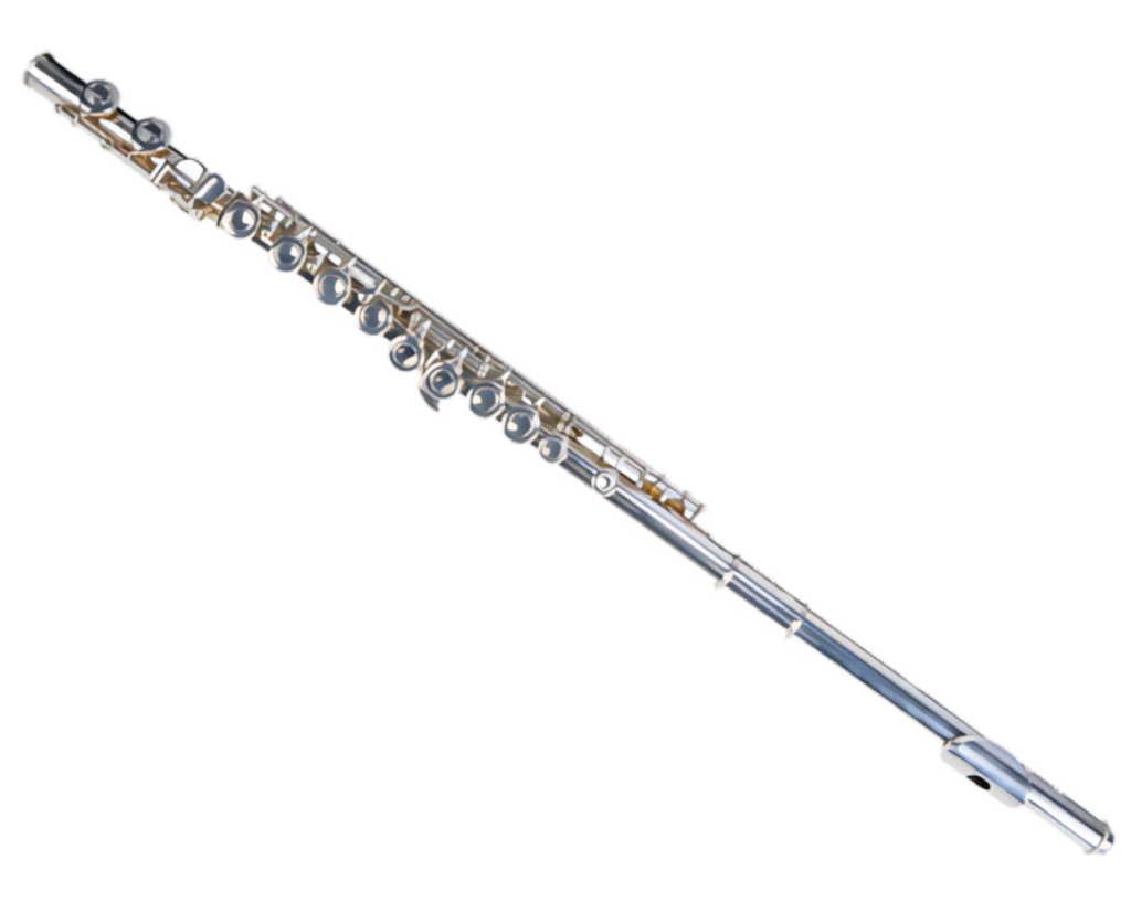 Elegant Silver Flute Wallpaper on Black Background - Stunning Detail