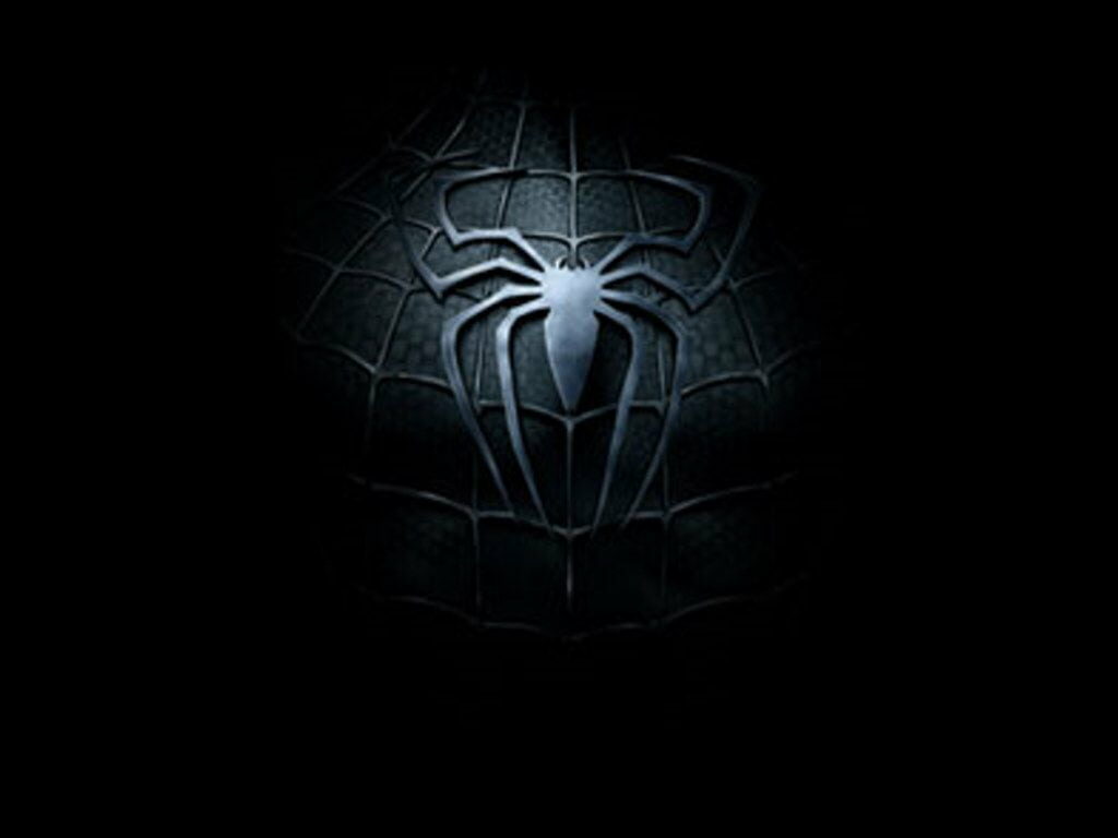 Sharp Spiderman logo on dark web-textured background, cool HD superhero wallpaper design