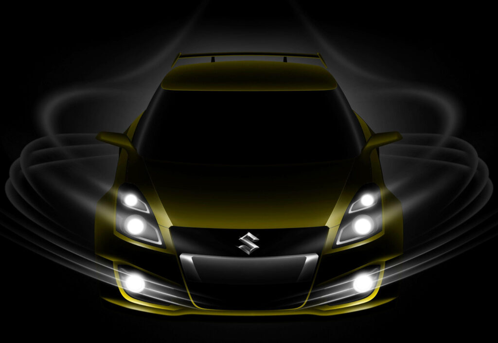 Sleek Suzuki Car Wallpaper: Elegant Design & Sharp Lights Background