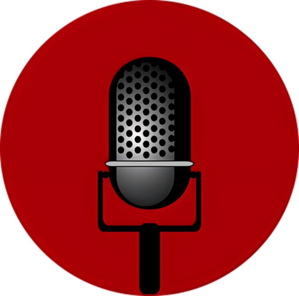 Vintage Microphone Icon Wallpaper: Bold Red Background for Music Themes