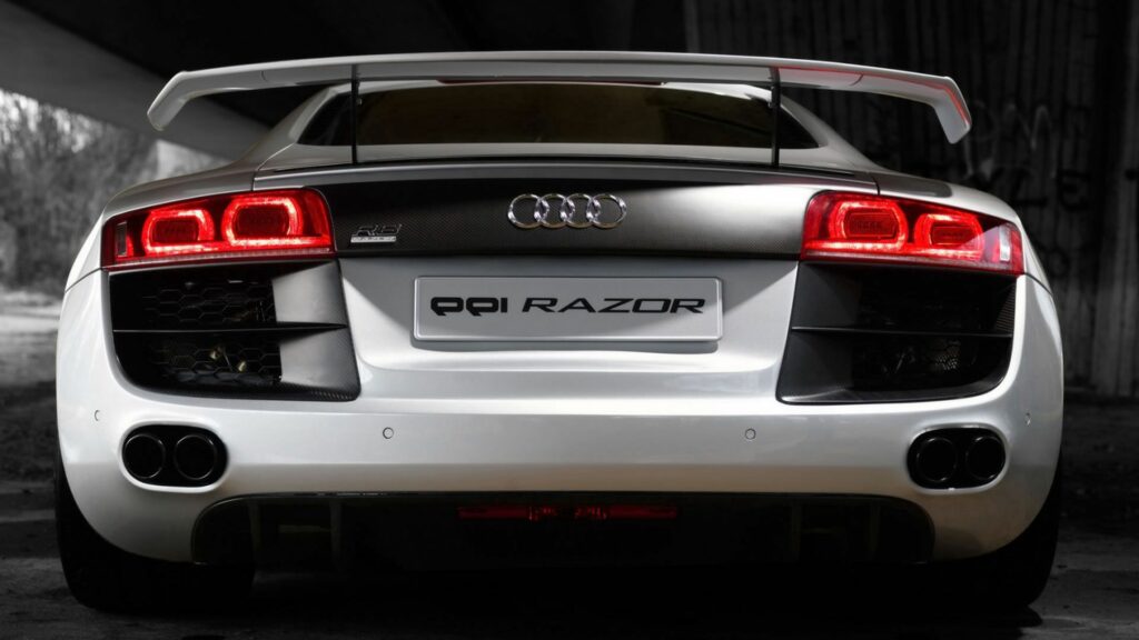 Sleek White Audi R8 Rear View: Modern Luxury & Iconic Design Wallpaper